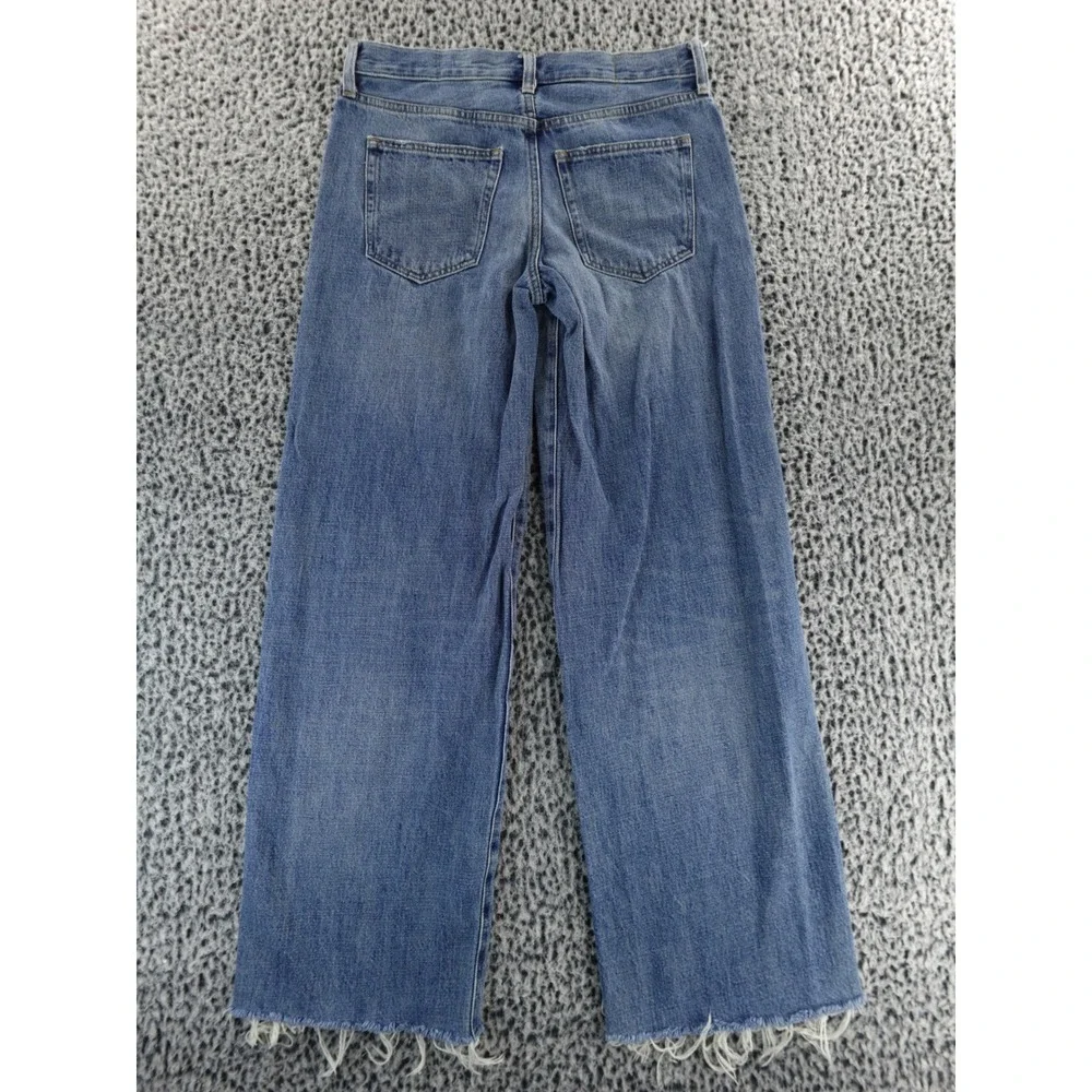 J Crew 84 Low‎ Rise Wide Leg Jeans Medium Wash Distressed Size 25